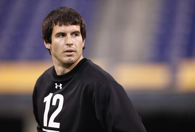 INDIANAPOLIS, IN - FEBRUARY 27: Quarterback Christian Ponder of Florida State looks on during the 2011 NFL Scouting Combine at Lucas Oil Stadium on February 27, 2011 in Indianapolis, Indiana. (Photo by Joe Robbins/Getty Images)