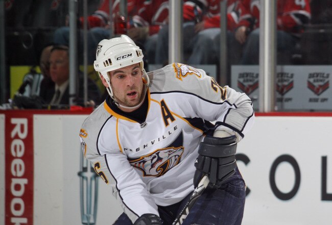 NEWARK, NJ - DECEMBER 17:  Steve Sullivan #26 of the Nashville Predators skates against the New Jersey Devils at the Prudential Center on December 17, 2010 in Newark, New Jersey.  (Photo by Bruce Bennett/Getty Images)
