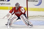 WASHINGTON, DC - MARCH 29:  Goalie Semyon Varlamov #1 of the Washington Capitals against the Carolina Hurricanes at the Verizon Center on March 29, 2011 in Washington, DC.  (Photo by Rob Carr/Getty Images)