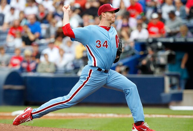 ATLANTA, GA - MAY 15:  Roy Halladay #34 of the Philadelphia Phillies against the Atlanta Braves at Turner Field on May 15, 2011 in Atlanta, Georgia.  (Photo by Kevin C. Cox/Getty Images)