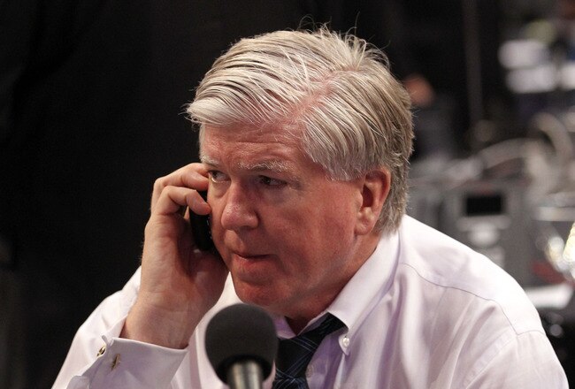 ST PAUL, MN - JUNE 24:  President and GM Brian Burke of the Toronto Maple Leafs looks on during day one of the 2011 NHL Entry Draft at Xcel Energy Center on June 24, 2011 in St Paul, Minnesota.  (Photo by Bruce Bennett/Getty Images)