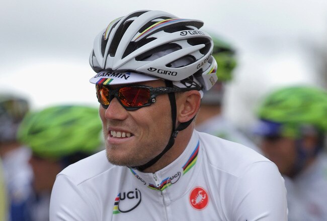 AUBURN, CA - MAY 17:  Thor Hushovd of Norway riding for Team Garmin-Cervelo is prepaped for the start of stage three of the 2011 AMGEN Tour of California from Auburn to Modesto on May 17, 2011 in Auburn, California.  (Photo by Doug Pensinger/Getty Images)