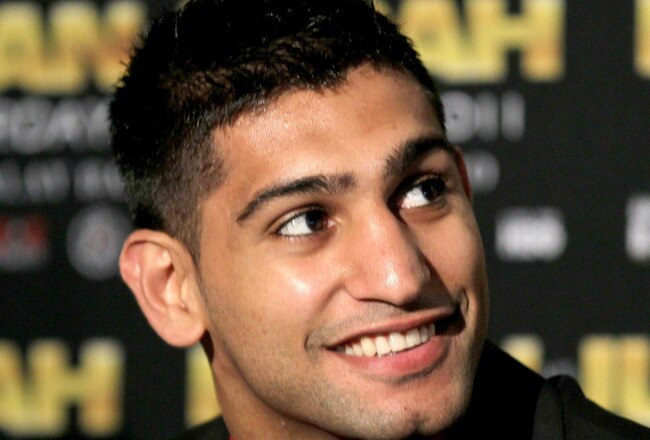 LOS ANGELES, CA - JUNE 08:  Amir Khan appears at a press conference with Zab Judah to discuss their upcoming Super Lightweight World Championship Unification Fight at ESPN Zone At L.A. Live on June 8, 2011 in Los Angeles, California.  (Photo by Stephen Dunn/Getty Images)