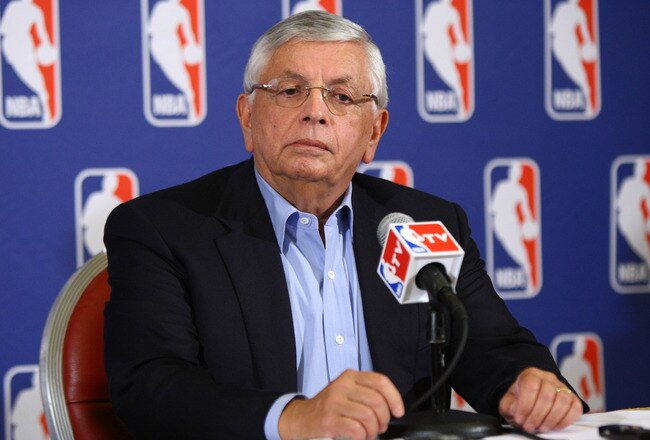 NEW YORK, NY - JUNE 30:  Commissioner of the NBA, David Stern announces that a lockout will go ahead as NBA labor negotiations break down at Omni Hotel on June 30, 2011 in New York City. The NBA has locked out the players after they were unable to reach a new collective bargaining agreement (CBA). The current CBA is due to expire tonight at midnight.    (Photo by Neilson Barnard/Getty Images)