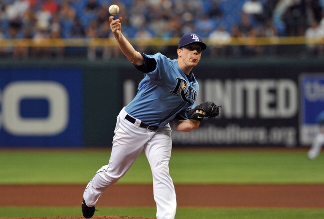 ST. PETERSBURG, FL - JULY 3:  Pitcher Jeremy Hellickson #58 of the Tampa Bay Rays  starts against the St. Louis Cardinals July 3, 2011 at Tropicana Field in St. Petersburg, Florida.  (Photo by Al Messerschmidt/Getty Images)