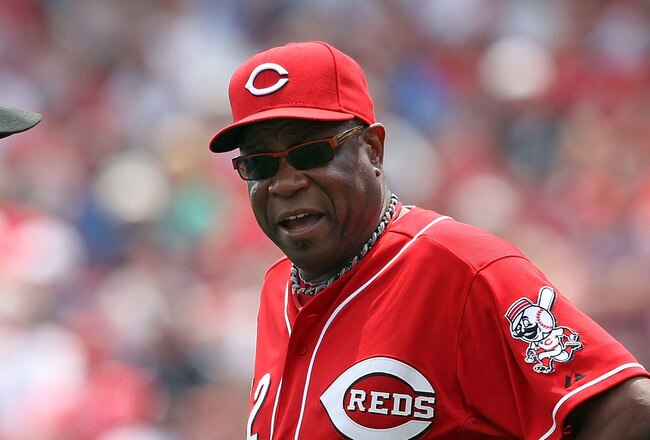 CINCINNATI, OH - JULY 03:  Dusty Baker the manager of the Cincinnati Reds argues a call with umpire John Tumpane during the game against the Cleveland Indians at Great American Ball Park on July 3, 2011 in Cincinnati, Ohio.  (Photo by Andy Lyons/Getty Images)
