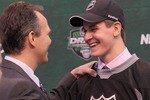 ST PAUL, MN - JUNE 24:  Seventh overall pick Mark Scheifele by the Winnipeg Jets shakes hands with a member of the Winnipeg Jets organizatin during day one of the 2011 NHL Entry Draft at Xcel Energy Center on June 24, 2011 in St Paul, Minnesota.  (Photo by Bruce Bennett/Getty Images)