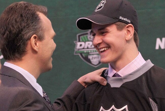 ST PAUL, MN - JUNE 24:  Seventh overall pick Mark Scheifele by the Winnipeg Jets shakes hands with a member of the Winnipeg Jets organizatin during day one of the 2011 NHL Entry Draft at Xcel Energy Center on June 24, 2011 in St Paul, Minnesota.  (Photo by Bruce Bennett/Getty Images)