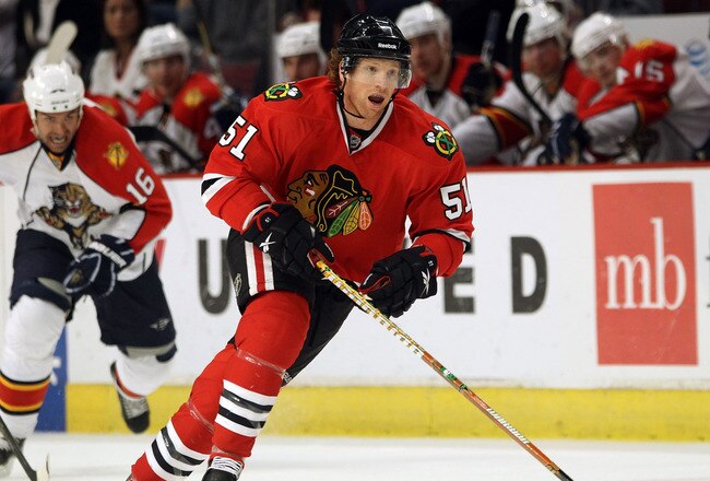 CHICAGO, IL - MARCH 23:  Brian Campbell #51 of the Chicago Blackhawks skates against the Florida Panthers at the United Center on March 23, 2011 in Chicago, Illinois. The Blackhawks defeated the Panthers 4-0.  (Photo by Bruce Bennett/Getty Images)
