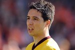 BLACKPOOL, ENGLAND - APRIL 10: Samir Nasri of Arsenal looks on during the Barclays Premier League match between Blackpool and Arsenal at Bloomfield Road on April 10, 2011 in Blackpool, England.  (Photo by Chris Brunskill/Getty Images)