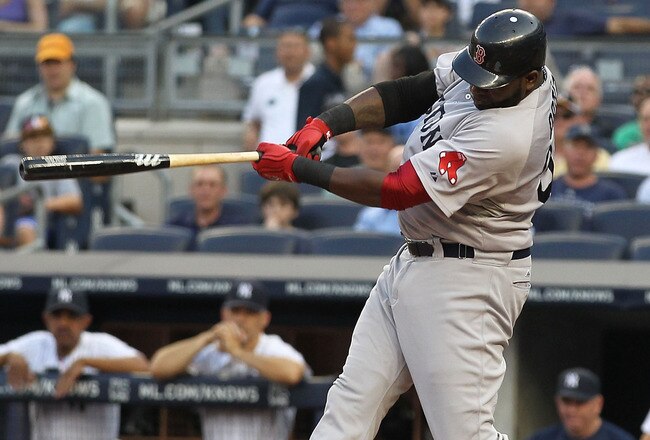 NEW YORK, NY - JUNE 08:  David Ortiz #34 of the Boston Red Sox hits a two run home run against the New York Yankees during their game on June 8, 2011 at Yankee Stadium in the Bronx borough of New York City.  (Photo by Al Bello/Getty Images)