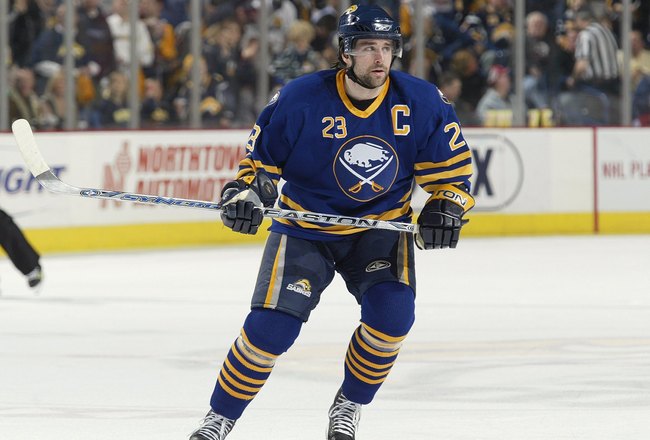 BUFFALO, NY - APRIL 20:  Chris Drury #23 of the Buffalo Sabres skates against the New York Islanders during Game 5 of the NHL Eastern Conference Quarterfinals on April 20, 2007 at HSBC Arena in Buffalo, New York. The Sabres defeated the Islanders 4-3.  (Photo by Rick Stewart/Getty Images)