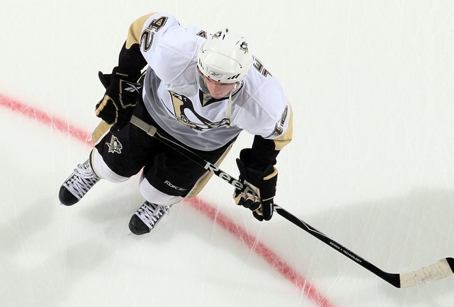 NEWARK, NJ - DECEMBER 26:  Dustin Jeffrey #42 of the Pittsburgh Penguins warms up before playing the New Jersey Devils at the Prudential Center on December 26, 2008 in Newark, New Jersey.  (Photo by Jim McIsaac/Getty Images)