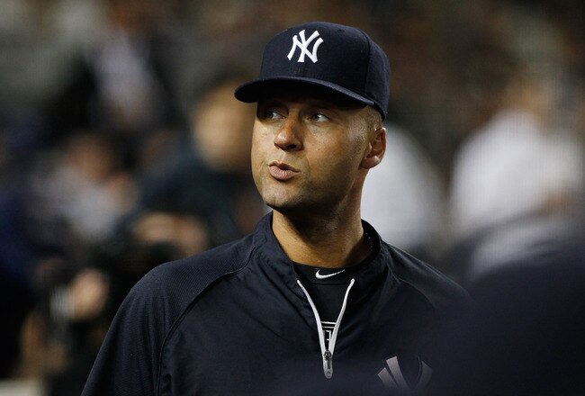 NEW YORK - JUNE 14:  Derek Jeter #2 of the New York Yankees looks on from the bench shortly after being placed on the 15 day disable list during the game against the Texas Rangers on June 14, 2011 at Yankee Stadium in the Bronx borough of New York City.  (Photo by Mike Stobe/Getty Images)