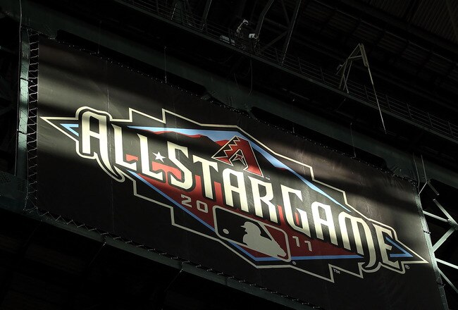 PHOENIX, AZ - JUNE 04:  Sunlight hits a logo for the 2011 MLB All Star Game during the Major League Baseball game between the Washington Nationals and the Arizona Diamondbacks at Chase Field on June 4, 2011 in Phoenix, Arizona.  The Diamondbacks defeated the Nationals 2-0. (Photo by Christian Petersen/Getty Images)