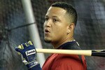 PHOENIX, AZ - JULY 12:  American League All-Star Miguel Cabrera #24 of the Detroit Tigers looks on during batting practice before the start of the 82nd MLB All-Star Game at Chase Field on July 12, 2011 in Phoenix, Arizona.  (Photo by Christian Petersen/Getty Images)