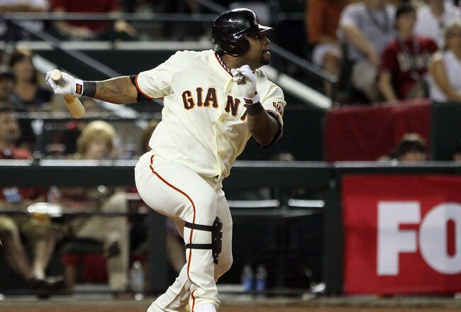 PHOENIX, AZ - JULY 12:  National League All-Star Pablo Sandoval #48 of the San Francisco Giants hits a double in the seventh inning of the 82nd MLB All-Star Game at Chase Field on July 12, 2011 in Phoenix, Arizona.  (Photo by Jeff Gross/Getty Images)