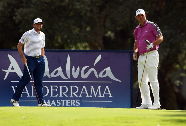SOTOGRANDE, SPAIN - OCTOBER 31:  Thomas Bjorn of Denmark and Sergio Garcia of Spain in action during the final round of the Andalucia Valderrama Masters at Club de Golf Valderrama on October 31, 2010 in Sotogrande, Spain.  (Photo by Richard Heathcote/Getty Images)