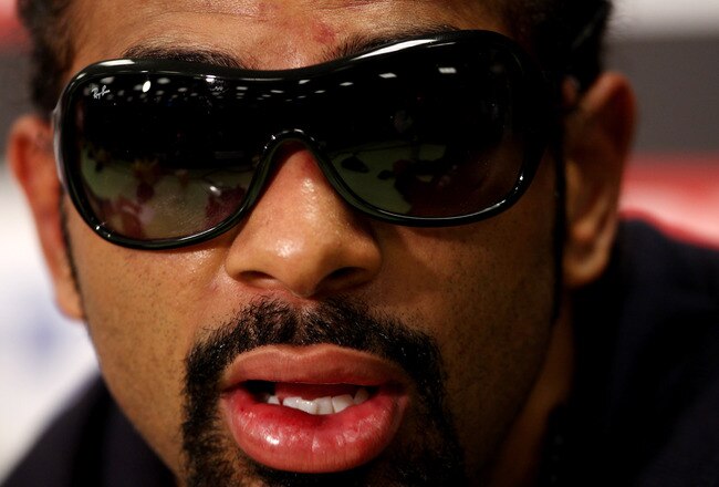 HAMBURG, GERMANY - JULY 02:  David Haye of England during the press conference after his heavy weight unification match with Wladimir Klitschko of the Ukraine at the Imtech Arena on July 2, 2011 in Hamburg, Germany.  (Photo by Scott Heavey/Getty Images)