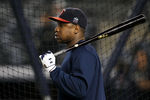 NEW YORK - OCTOBER 09:  Delmon Young #21 of the Minnesota Twins looks on during batting practice against the New York Yankees during Game Three of the ALDS part of the 2010 MLB Playoffs at Yankee Stadium on October 9, 2010 in the Bronx borough of New York City.  (Photo by Chris McGrath/Getty Images)