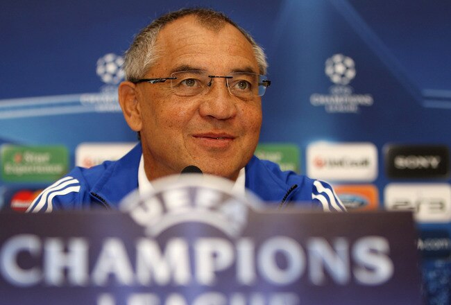 LYON, FRANCE - SEPTEMBER 13:  Schalke Head Coach Felix Magath during the FC Schalke Press Conference, ahead of their Group B UEFA Champions League first phase match against Lyon, at Stade de Gerland  on September 13, 2010 in Lyon, France.  (Photo by Michael Steele/Getty Images)