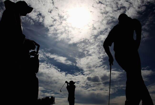SANDWICH, ENGLAND - JULY 15:  Rory McIlroy of Northern Ireland tees off on the ninth hole during the second round of The 140th Open Championship at Royal St George's on July 15, 2011 in Sandwich, England.  (Photo by Ross Kinnaird/Getty Images)
