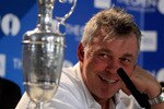 SANDWICH, ENGLAND - JULY 18:  Darren Clarke of Northern Ireland speaks to the media following his victory in The 140th Open Championship at Royal St George's on July 18, 2011 in Sandwich, England.  (Photo by Streeter Lecka/Getty Images)