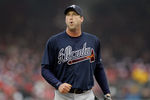 WASHINGTON, DC - MARCH 31:  Starting pitcher Derek Lowe #32 of the Atlanta Braves reacts during the game against the Washington Nationals during the third inning on opening day at Nationals Park on March 31, 2011 in Washington, DC.  (Photo by Rob Carr/Getty Images)