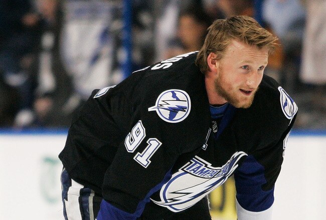 TAMPA, FL - MAY 21:  Steven Stamkos #91 of the Tampa Bay Lightning warms up for Game Four of the Eastern Conference Finals against the Boston Bruins during the 2011 NHL Stanley Cup Playoffs at St Pete Times Forum on May 21, 2011 in Tampa, Florida.  (Photo by Justin K. Aller/Getty Images)