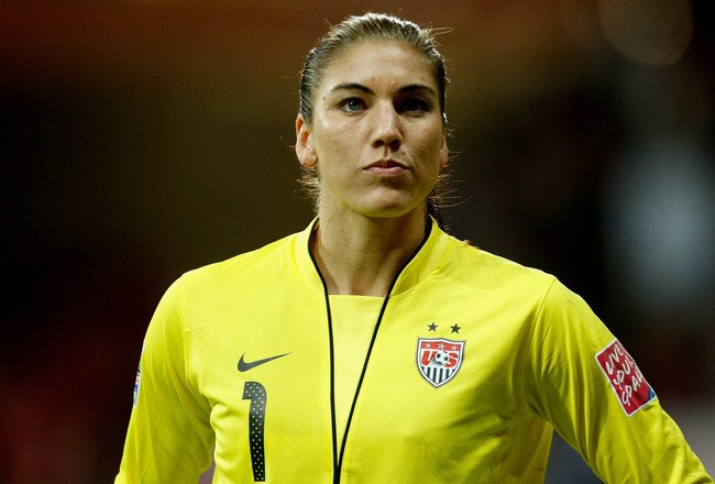 FRANKFURT AM MAIN, GERMANY - JULY 17:  Hope Solo of USA looks dejected during the FIFA Women's World Cup Final match between Japan and USA at the FIFA World Cup stadium Frankfurt on July 17, 2011 in Frankfurt am Main, Germany.  (Photo by Friedemann Vogel/Getty Images)