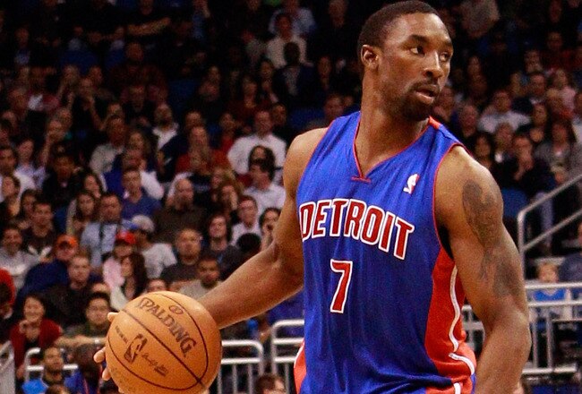 ORLANDO, FL - JANUARY 24:  Ben Gordon #7 of the Detroit Pistons sets up a play during the game against the Orlando Magic at Amway Arena on January 24, 2011 in Orlando, Florida.  NOTE TO USER: User expressly acknowledges and agrees that, by downloading and or using this Photograph, user is consenting to the terms and conditions of the Getty Images License Agreement.  (Photo by Sam Greenwood/Getty Images)