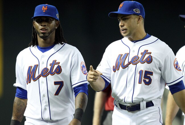 PHOENIX, AZ - JULY 12:   National League All-Star Jose Reyes #7 of the New York Mets and National League All-Star Carlos Beltran #15 of the New York Mets talk during batting practice before the start of the 82nd MLB All-Star Game at Chase Field on July 12, 2011 in Phoenix, Arizona.  (Photo by Christian Petersen/Getty Images)