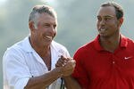 AUGUSTA, GA - APRIL 10:  Tiger Woods walks off the 18th green with his caddie Steve Williams during the final round of the 2011 Masters Tournament at Augusta National Golf Club on April 10, 2011 in Augusta, Georgia.  (Photo by Andrew Redington/Getty Images)