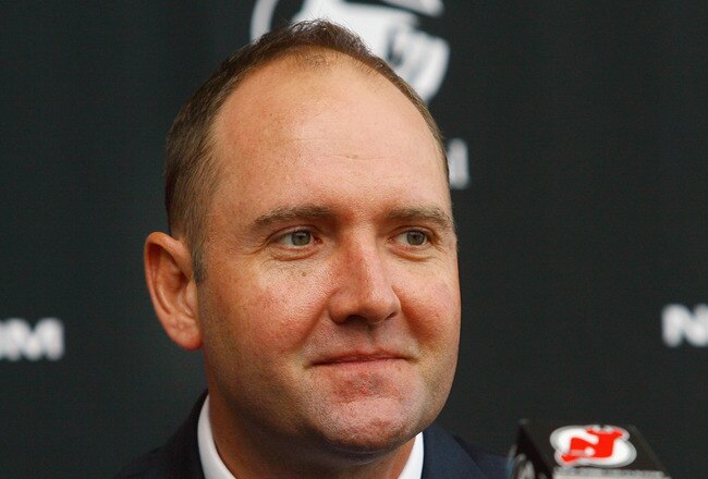 NEWARK, NJ - JULY 19: Peter DeBoer addresses the media after being named the new head coach of the New Jersey Devils at a press conference on July 19, 2011 in Newark, New Jersey. (Photo by Andy Marlin/Getty Images)