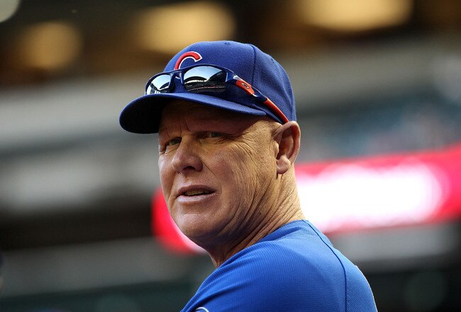 PHOENIX, AZ - APRIL 30:  Manager Mike Quade of the Chicago Cubs watches from the dugout during the Major League Baseball game against the Arizona Diamondbacks at Chase Field on April 30, 2011 in Phoenix, Arizona. The Cubs defeated the Diamondbacks 5-3.  (Photo by Christian Petersen/Getty Images)