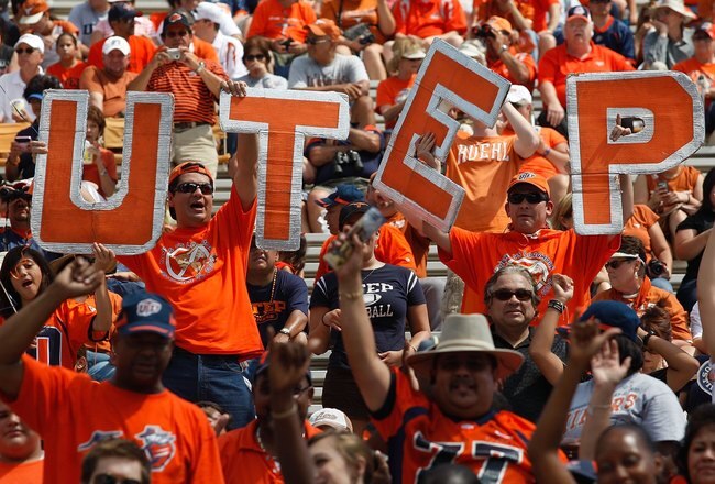 AUSTIN, TX - SEPTEMBER 26:  UTEP Miners fans before a game with the Texas Longhorns at Darrell K Royal-Texas Memorial Stadium on September 26, 2009 in Austin, Texas.  (Photo by Ronald Martinez/Getty Images)