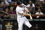 HOUSTON, TX - JULY 20: Hunter Pence #9 of the Houston Astros hits a triple in the first inning against  the Washington Nationals on July 20, 2011 at Minute Maid Park in Houston, Texas. Astros won in the bottom of the 11th 3 - 2. (Photo by Thomas B. Shea/Getty Images)