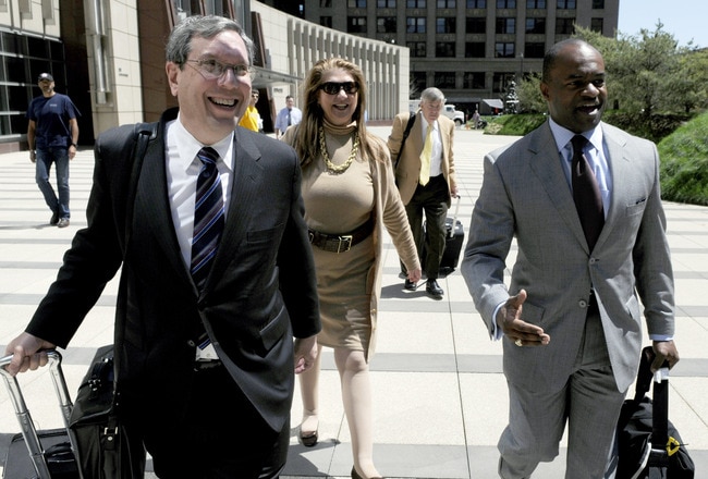 MINNEAPOLIS, MN - MAY 17: NFL players' lawyers Jeffrey Kessler (L), Barbara P. Berens and James Quinn walk with former NFL Players Association executive director DeMaurice Smith after leaving court ordered mediation at the U.S. Courthouse on May 17, 2011 in Minneapolis, Minnesota. As the NFL lockout remains in place mediation was ordered after a hearing on an antitrust lawsuit filed by NFL players against the NFL owners after labor talks between the two broke down in March. (Photo by Hannah Foslien/Getty Images)
