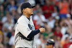 BOSTON, MA - JULY 22:  Felix Hernandez #34 of the Seattle Mariners reacts after giving up a solo home run to Jacoby Ellsbury #2 of the Boston Red Sox in the third inning on July 22, 2011 at Fenway Park in Boston, Massachusetts.  (Photo by Elsa/Getty Images)