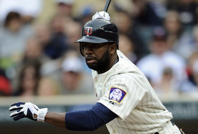 MINNEAPOLIS, MN - MAY 29: Denard Span #2 of the Minnesota Twins hits a double against the Los Angeles Angels of Anaheim during the first inning of their game on May 29, 2011 at Target Field in Minneapolis, Minnesota. (Photo by Hannah Foslien/Getty Images)