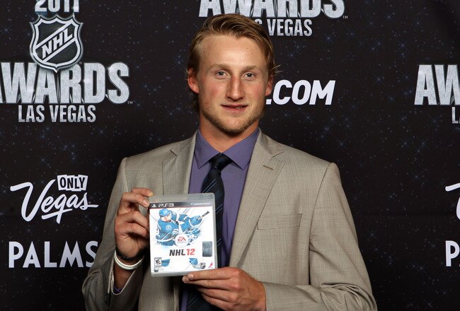 LAS VEGAS, NV - JUNE 22:  Steve Stamkos of the Tampa Bay Lightning poses with the cover of EA Sports' NHL 12 video game during the 2011 NHL Awards at The Pearl concert theater at the Palms Casino Resort June 22, 2011 in Las Vegas, Nevada.  (Photo by Bruce Bennett/Getty Images)