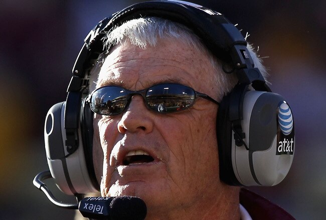TEMPE, AZ - NOVEMBER 26:  Head coach Dennis Erickson of the Arizona State Sun Devils watches from the sidelines during the college football game against the UCLA Bruins at Sun Devil Stadium on November 26, 2010 in Tempe, Arizona.  (Photo by Christian Petersen/Getty Images)