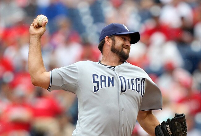 PHILADELPHIA - JULY 25: Relief pitcher Heath Bell #21 of the San Diego Padres throws a pitch during a game against the Philadelphia Phillies at Citizens Bank Park on July 25, 2011 in Philadelphia, Pennsylvania. The Padres won 5-4. (Photo by Hunter Martin/Getty Images)