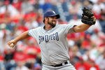 PHILADELPHIA - JULY 25: Relief pitcher Heath Bell #21 of the San Diego Padres throws a pitch during a game against the Philadelphia Phillies at Citizens Bank Park on July 25, 2011 in Philadelphia, Pennsylvania. The Padres won 5-4. (Photo by Hunter Martin/Getty Images)