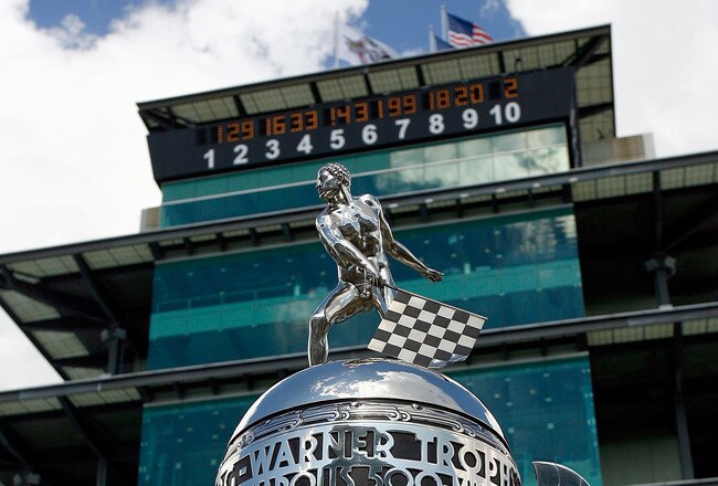 INDIANAPOLIS - JULY 25:  The Borg-Warner Trophy is displayed in front of the Pagoda after the NASCAR Sprint Cup Series Brickyard 400 at Indianapolis Motor Speedway on July 25, 2010 in Indianapolis, Indiana.  (Photo by Jason Smith/Getty Images)
