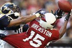 GLENDALE, AZ - DECEMBER 05:  Wide receiver Steve Breaston #15 of the Arizona Cardinals is unable to catch a long pass against the St. Louis Rams during the NFL game at the University of Phoenix Stadium on December 5, 2010 in Glendale, Arizona. The Rams defeated the Cardinals 19-6. (Photo by Christian Petersen/Getty Images)
