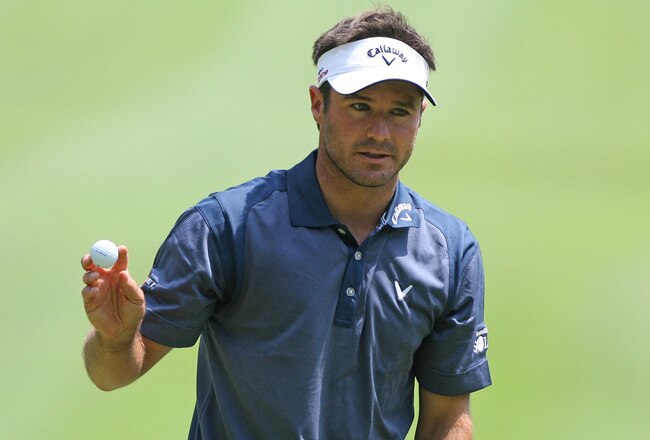 WHITE SULPHUR SPRINGS, WV - JULY 28: Trevor Immelman of South Africa waves to the crowd after finishing his round on the ninth hole during the first round of The Greenbrier Classic at The Old White TPC on July 28, 2011 in White Sulphur Springs, West Virginia. (Photo by Hunter Martin/Getty Images)