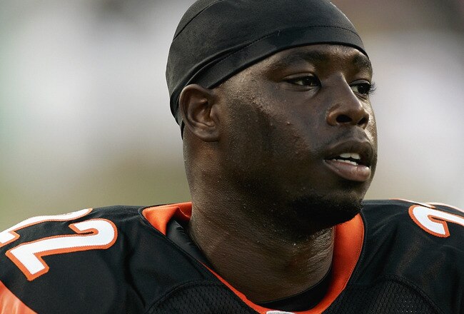 CINCINNATI - AUGUST 13:  Jonathan Joseph #22 of the Cincinnati Bengals looks on during their NFL preseason game against the Washington Redskins on August 13, 2006 at Paul Brown Stadium in Cincinnati, Ohio. (Photo By Gregory Shamus/Getty Images)