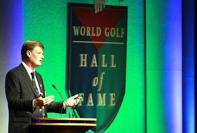 ST AUGUSTINE, FL - MAY 09:  PGA Hall of Fame golfer Ernie Els is inducted into the World Golf Hall of Fame during the 2011 Induction Ceremony on May 9, 2011 in St Augustine, Florida.  (Photo by Marc Serota/Getty Images for the World Golf Hall of Fame)