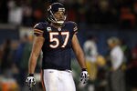 CHICAGO, IL - JANUARY 23:  Olin Kreutz #57 of the Chicago Bears looks on late in the fourth quarter against the Green Bay Packers in the NFC Championship Game at Soldier Field on January 23, 2011 in Chicago, Illinois.  (Photo by Jonathan Daniel/Getty Images)